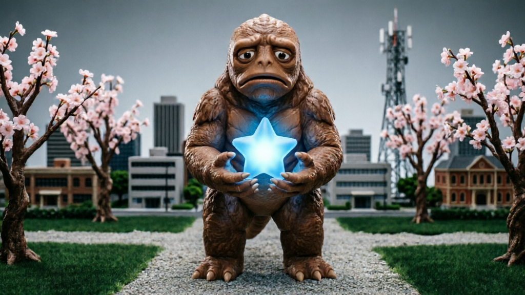 一只温和怪兽抱着星光球