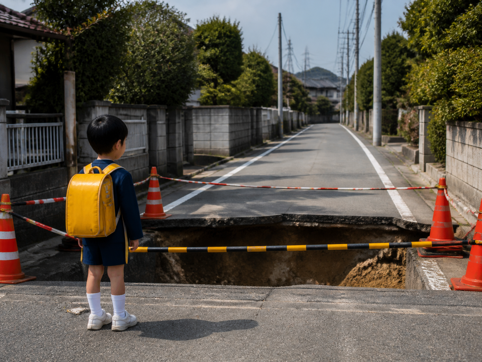 圈圈发现路断了